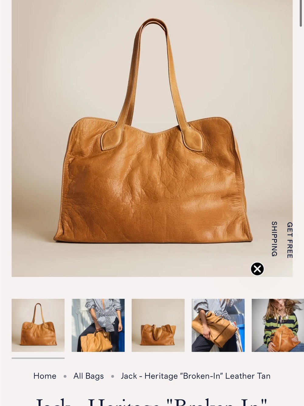 Parker Thatch Jack Heritage Broken-In Leather Tote – Tan
